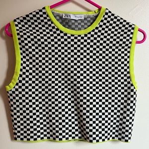 Zara Crop Vest Checkered Tank